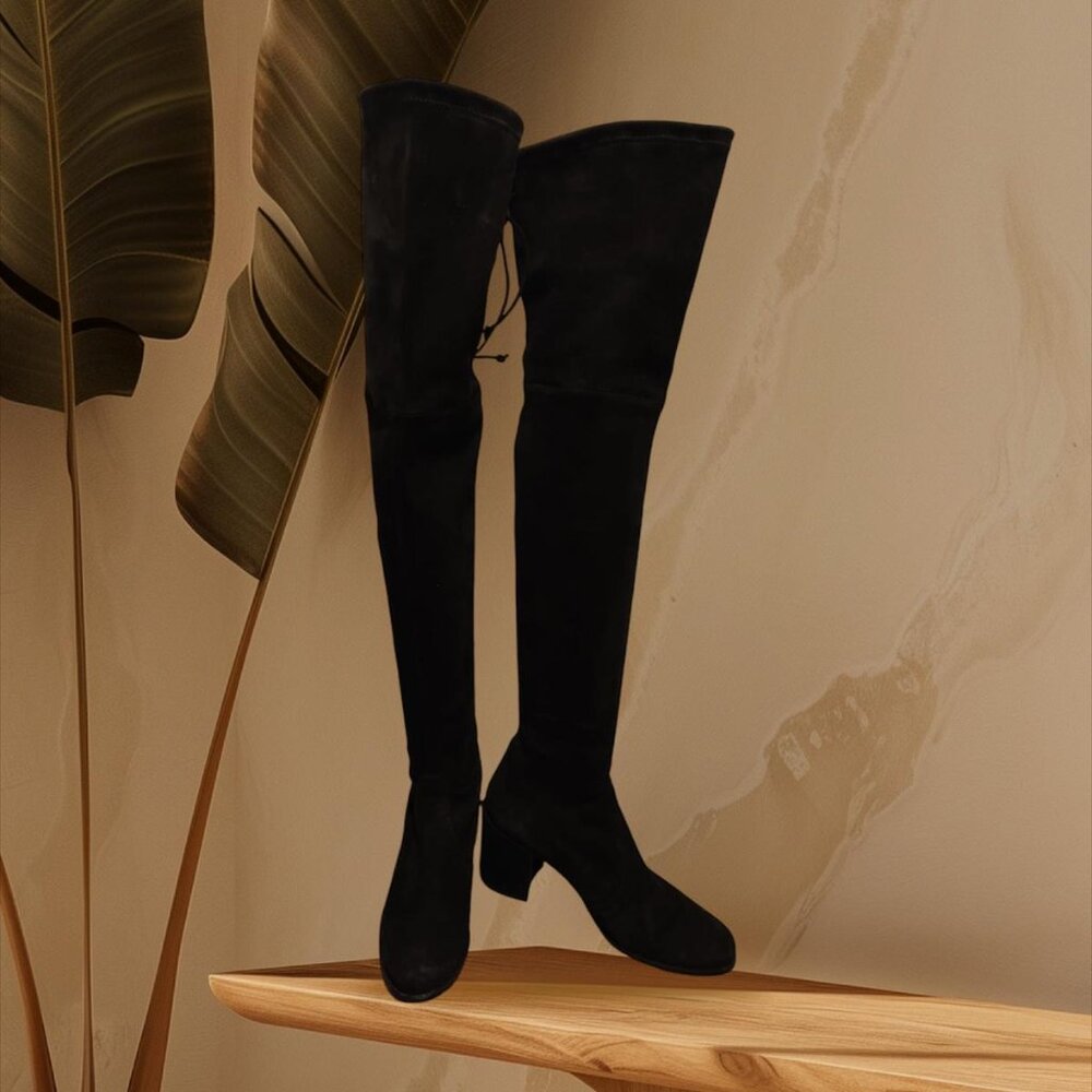 Stuart Weitzman TIELAND Black Suede Boots